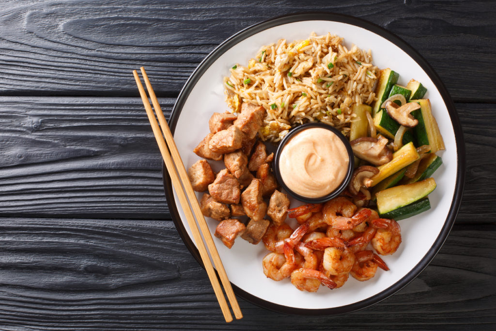 Private hibachi catering food presentation